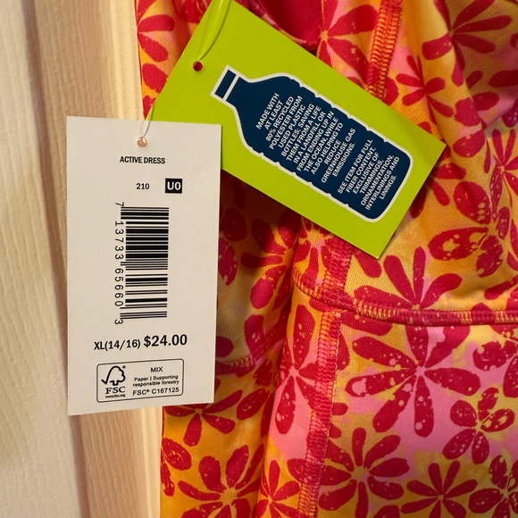 Vively Girls Active Dress | Pink & Yellow Floral Print | Size XL (14/16) | NWT - Picture 5 of 5